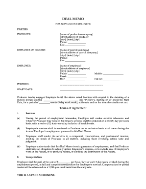 Non-Union Employee Deal Memo