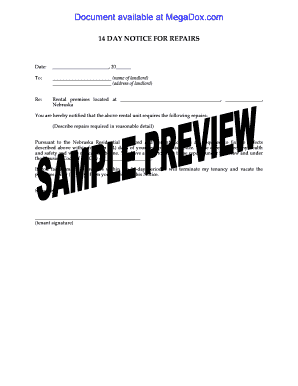 14 Day Notice for Repairs