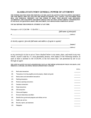 Alaska Statutory General Power of Attorney