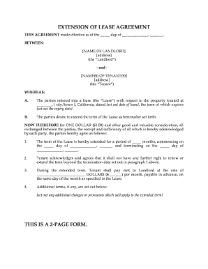 Extension of Lease Agreement