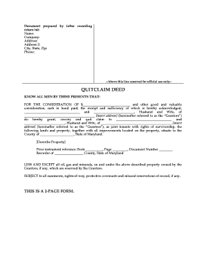 Maryland Quitclaim Deed