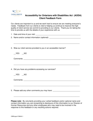 AODA Client Feedback Form