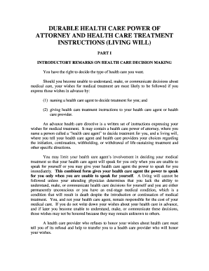 Durable Health Care Power of Attorney and Living Will