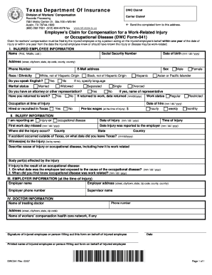 Texas Workers' Compensation Claim Form