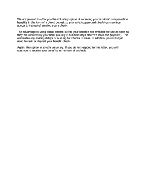 Workers' Compensation Direct Deposit Authorization Form