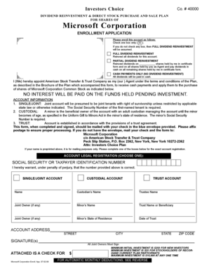 Microsoft Dividend Reinvestment Plan Enrollment