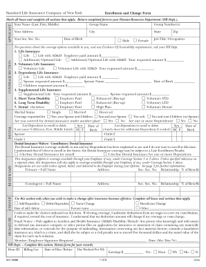 Standard Life Insurance Enrollment Form