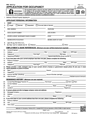 Arizona Application for Occupancy