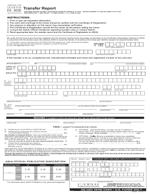 AQHA Horse Transfer Report