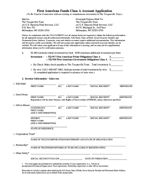 First American Funds Class A Account Application