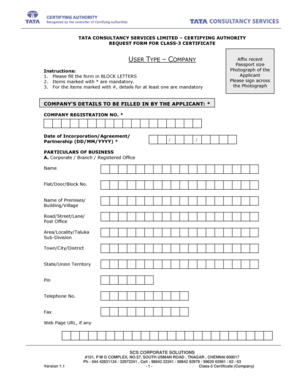 Request Form for Class-3 Certificate