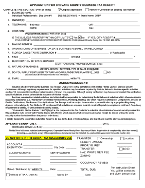 Brevard County Business Tax Receipt Application