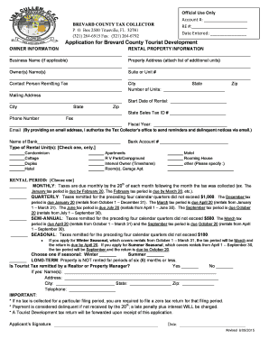 Brevard County Tourist Development Tax Application