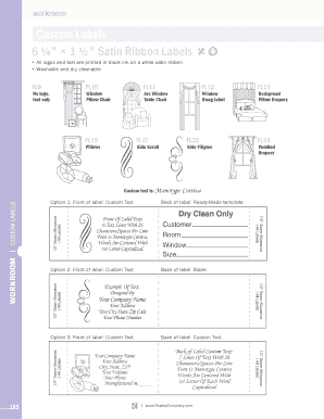 Workroom Custom Labels Order Form