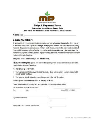 Skip A Payment Form