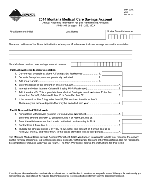 Montana Medical Care Savings Account Annual Reporting Form