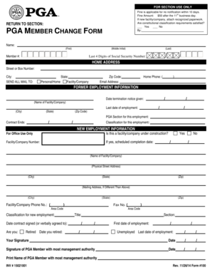 PGA Member Change Form