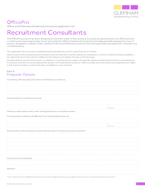 OfficePro Recruitment Consultant Insurance Application