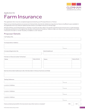 Farm Insurance Application Form