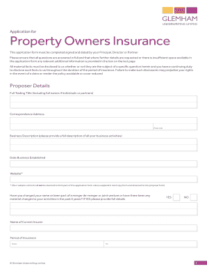 Property Owners Insurance Application Form