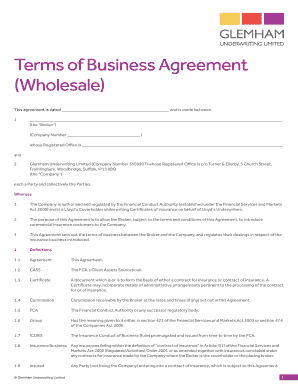 Wholesale Insurance Business Agreement