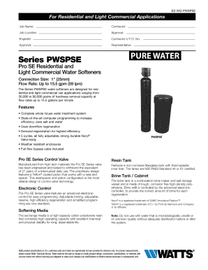 Water Softener Installation Form