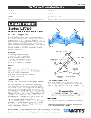 Watts Series LF709 Double Check Valve Assembly Form