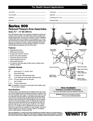Series 909 Reduced Pressure Zone Assembly Form