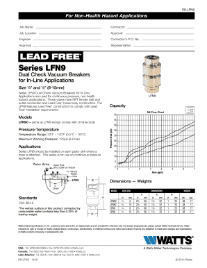 LFN9 Dual Check Vacuum Breakers Installation Form