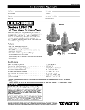Watts LFN170-M3 Hot Water Master Tempering Valve