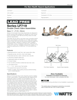 Double Check Valve Assembly Installation Form