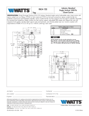 Watts ISCA-122 Closet Carrier Specification