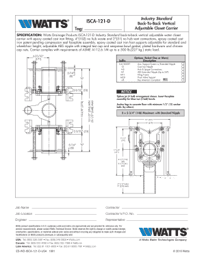 Watts ISCA-121-D Closet Carrier Specification