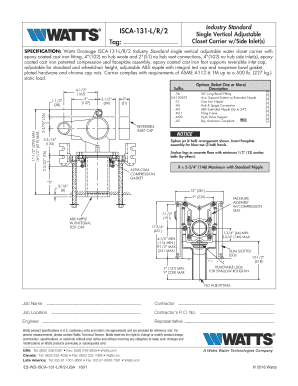 Watts ISCA-131-L/R/2 Closet Carrier Specification