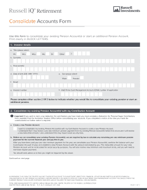 Pension Account Consolidation Form