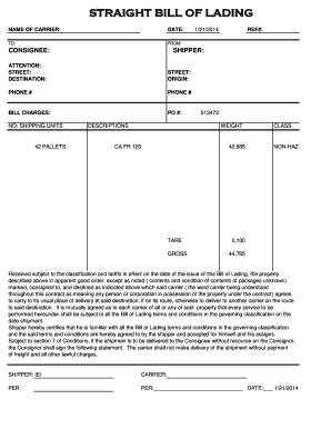 Straight Bill of Lading