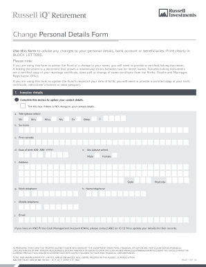 Change Personal Details Form