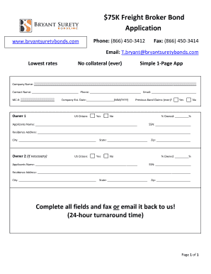 Freight Broker Bond Application