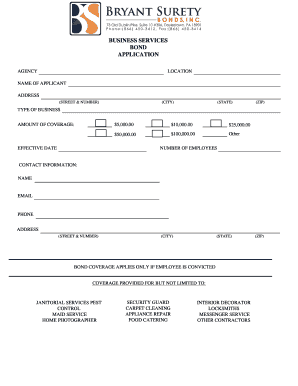 Business Service Bond Application