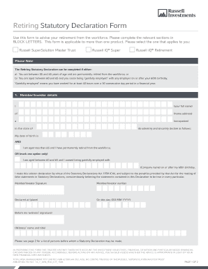 Retiring Statutory Declaration Form