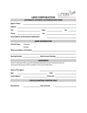 LRES Automatic Payment Authorization Form