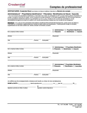Formulaire supplémentaire de Connaissance du client (CDC)