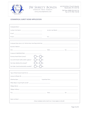 Commercial Surety Bond Application