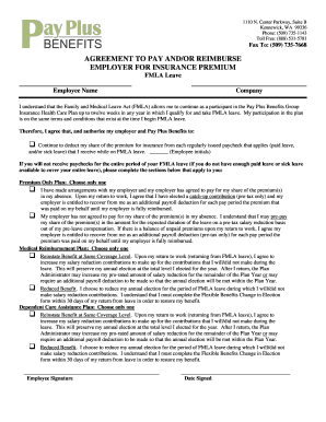 FMLA Insurance Premium Reimbursement Agreement