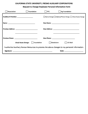 California State University Employee Information Change Form