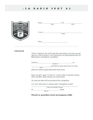Bassmaster CastingKids Competition Registration Form
