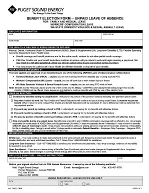 Benefit Election Form for Unpaid Leave
