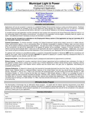 Municipality of Anchorage Employment Application