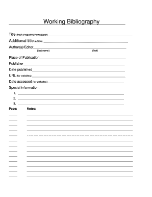Bibliography Form Template