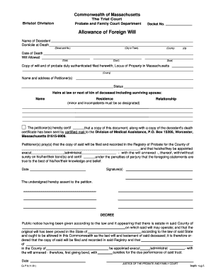 Allowance of Foreign Will
